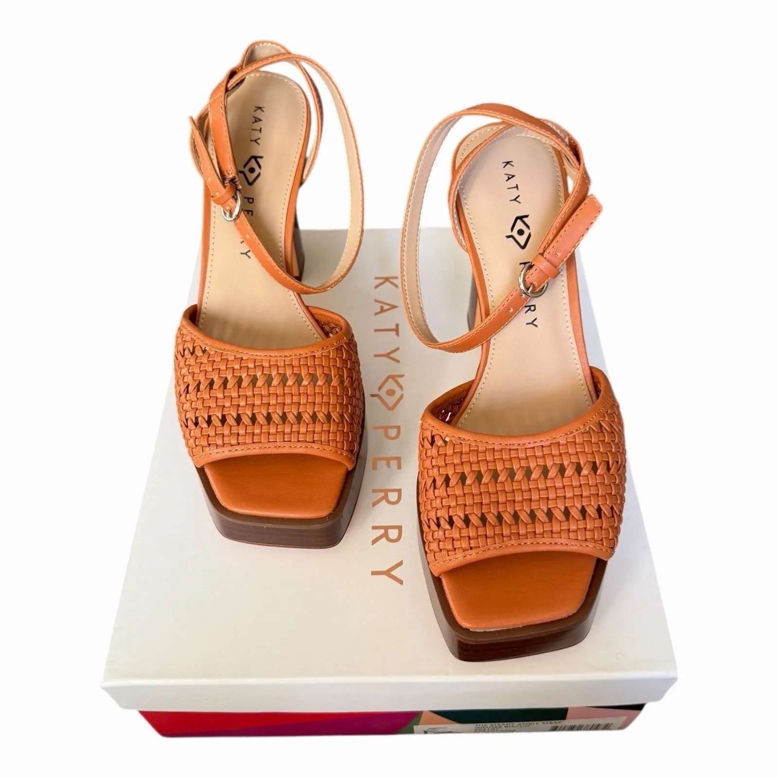 Katy Perry The Steady Ginger Biscuit Woven Platform Heels Ankle Strap Sandal 8.5 - Image 2