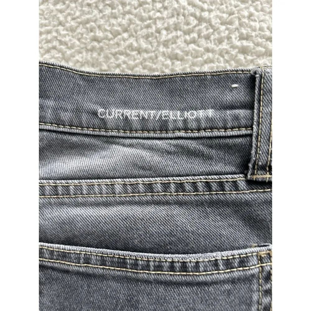Current / Elliott Women Low Rise Vintage Cropped Distressed Jeans Charcoal Sz 24 - Image 4