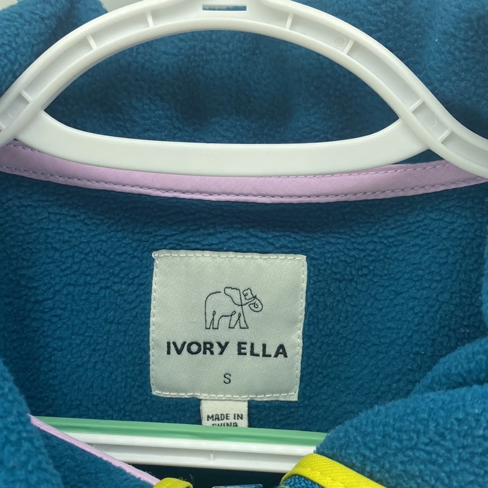 Ivory Ella Full Zip Fleece Jacket Turquoise Pink Long Sleeve soft cozy size S - Image 2