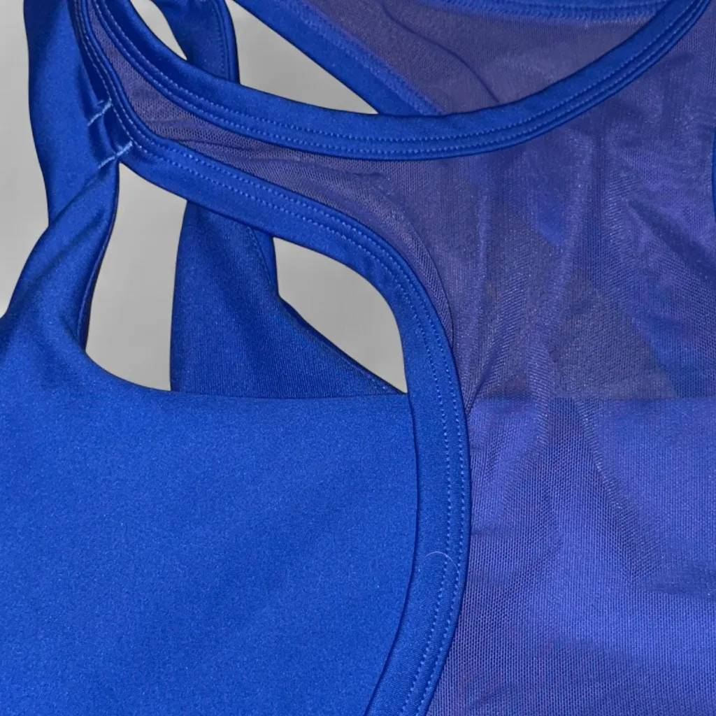 Alo yoga crescent airlift sports bra mesh sapphire blue XS - Image 4