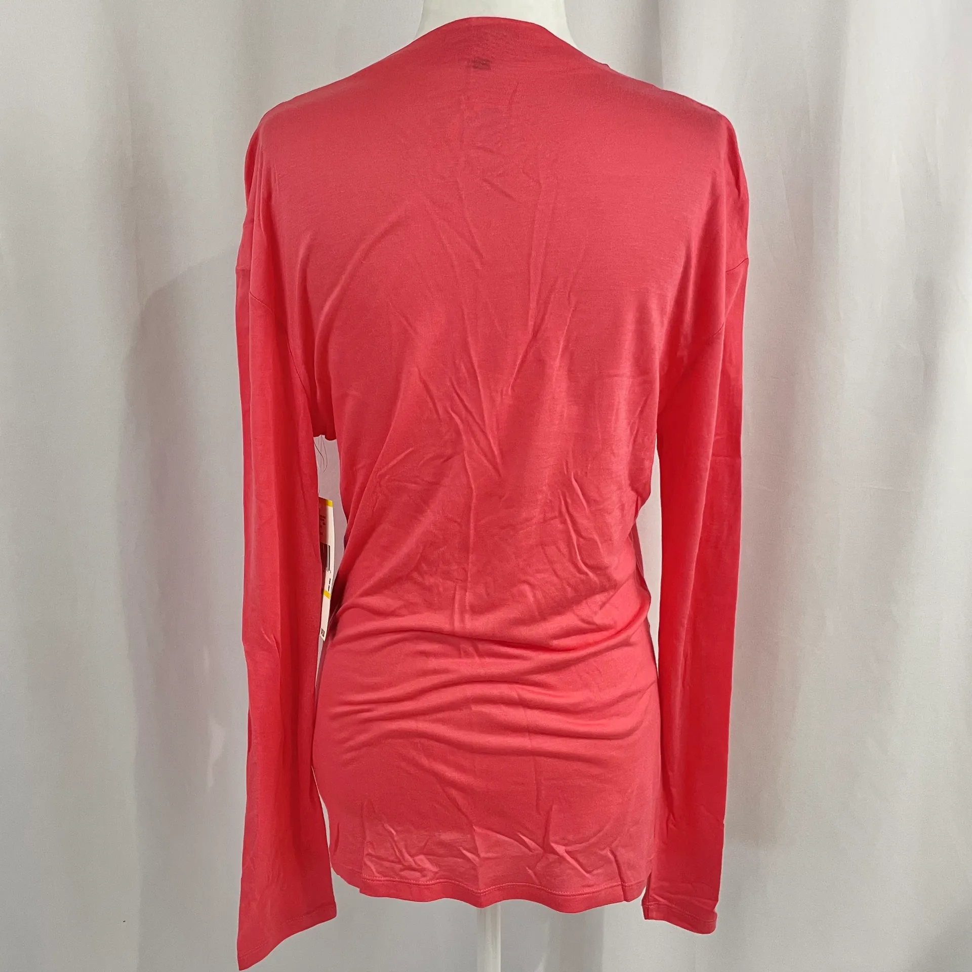 New  Asymmetrical Draped Cowl Neck Lightweight Top Coral - Image 7