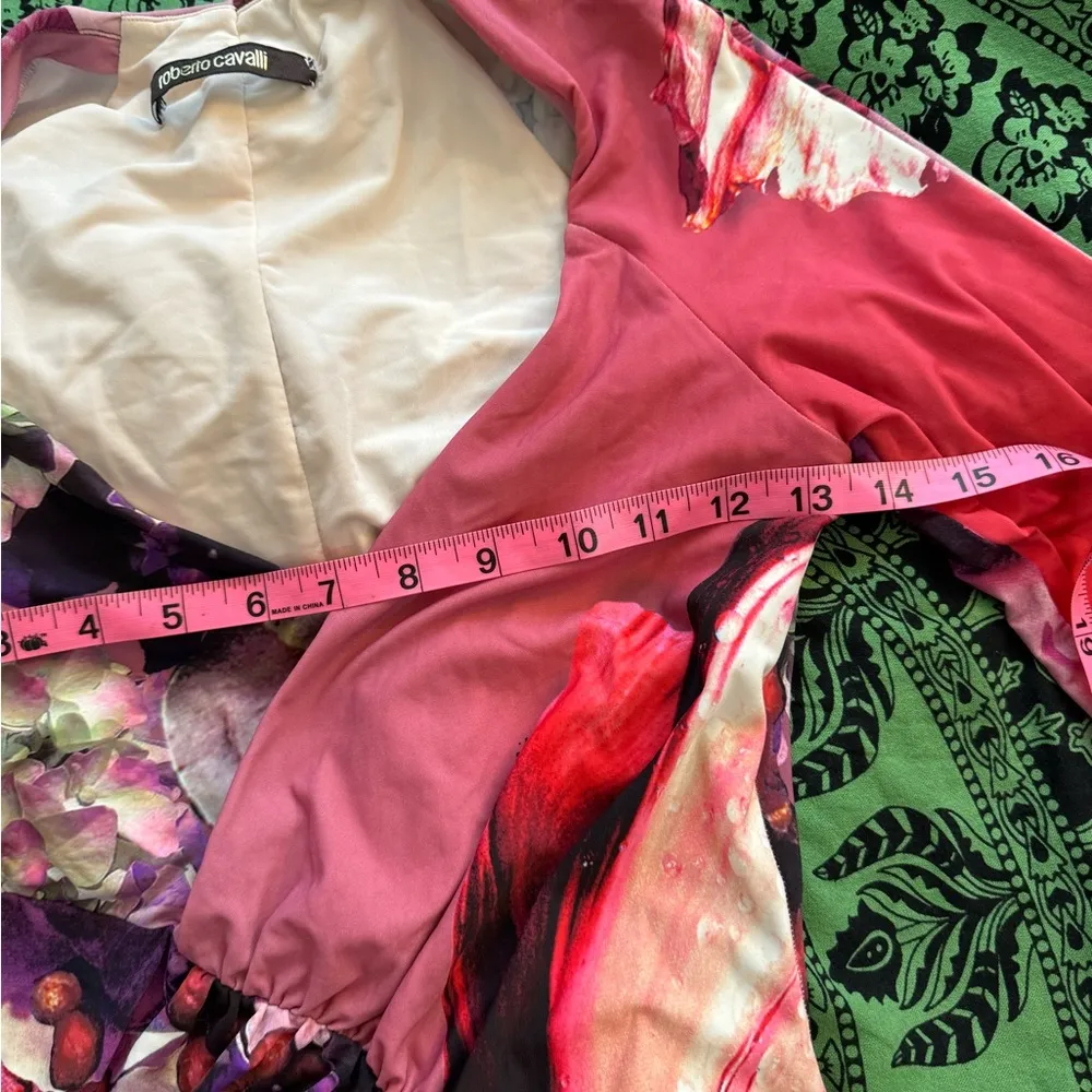 ROBERTO CAVALLI pink floral rose bodycon dress sz small worn once. - Image 10
