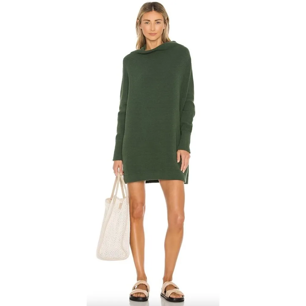 FREE PEOPLE Ottoman Slouchy Tunic Sweater Dress in Aged Pine Size Large - Image 3