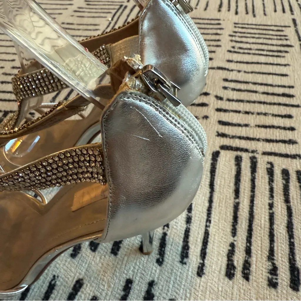 Glint Silver Strappy Heels Size 8 - Image 9