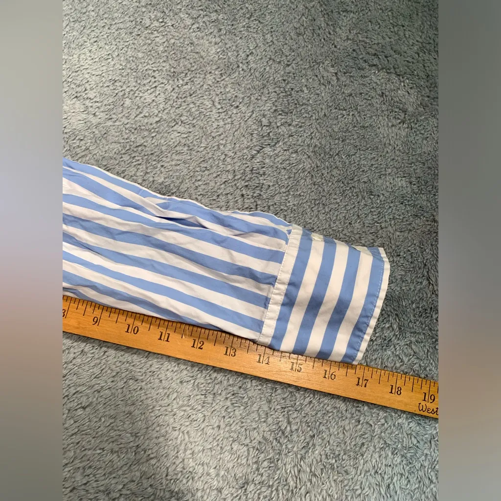 Ayr blue white striped button down shirt XL - Image 13
