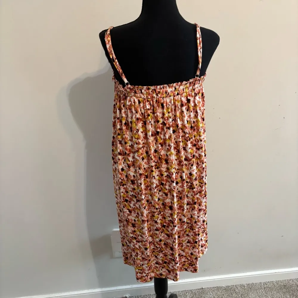 Soma Soft Jersey Flowy Floral Short Dress Pink/Yellow Shelf Bra Size M Soma Wknd - Image 4