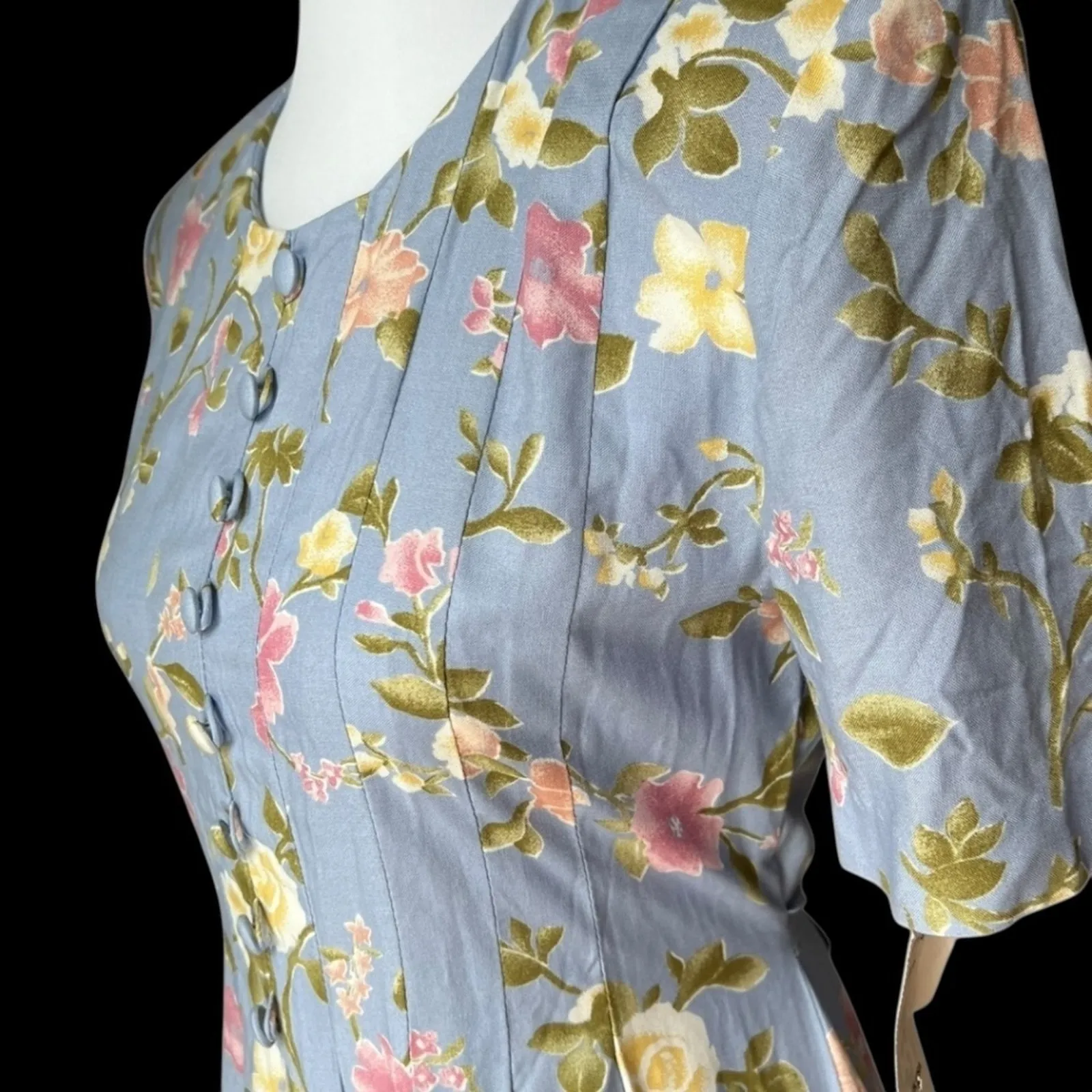 Vintage Small Dress 4 Maxi 90s Y2K Boho Midi Cottage Grunge Floral Tie back Purple - Image 9