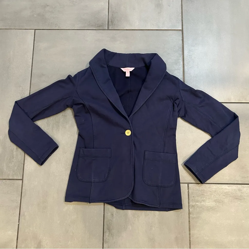 Lily Pulitzer Mindy Shawl Collar Cardigan Blazer in Navy - Image 2