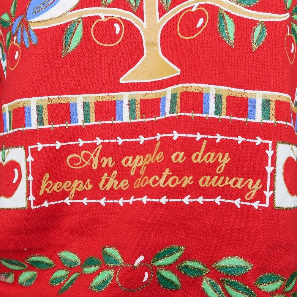 Vintage 90s Act III Apple Graphic Collared Sweatshirt Size M - Image 4