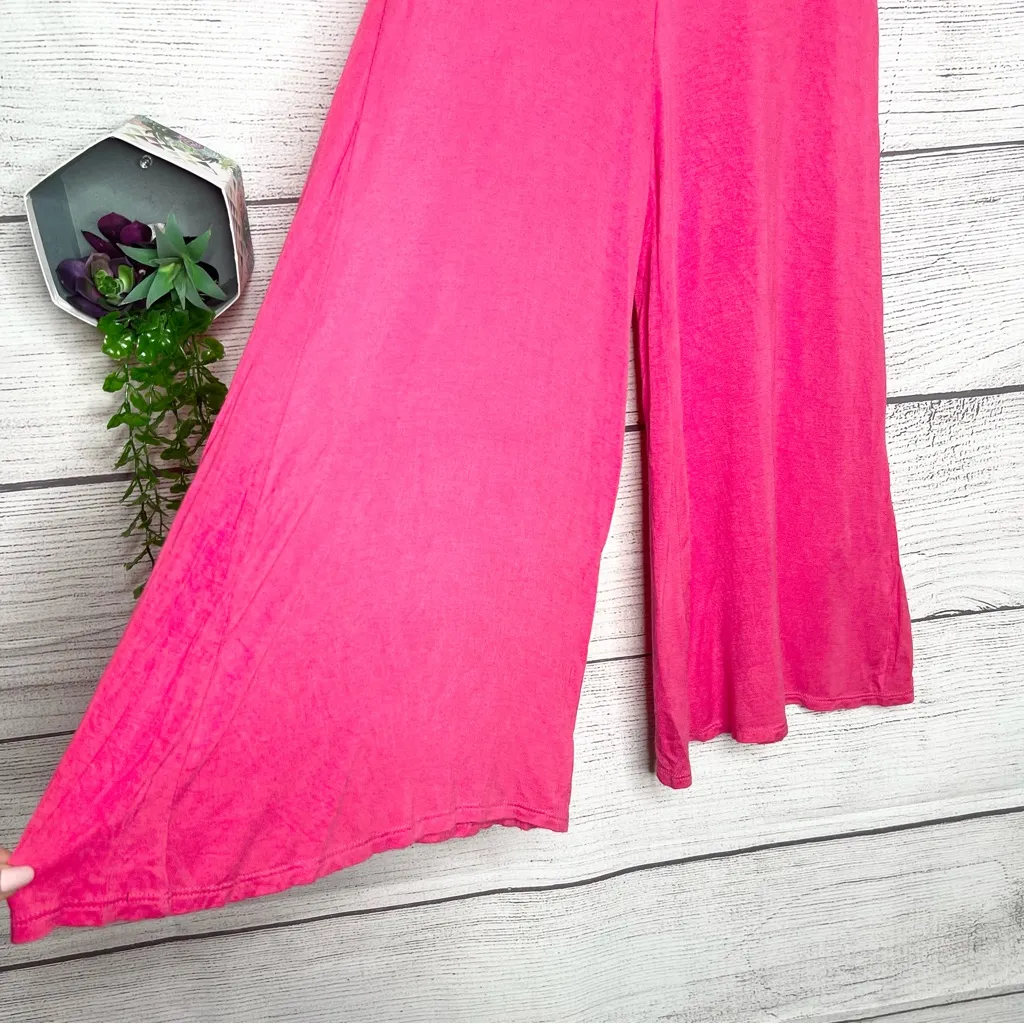 Made By Johnny Pink High Waist Wide Leg Palazzo Culotte Capri Pants Size Medium - Image 4