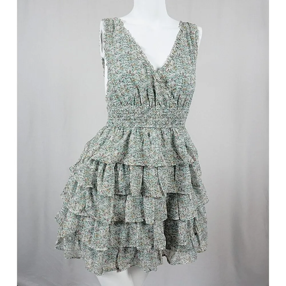 STORIA Floral Ruffle Tiered Dress Mint Green Woman's Size Small NWT! - Image 4