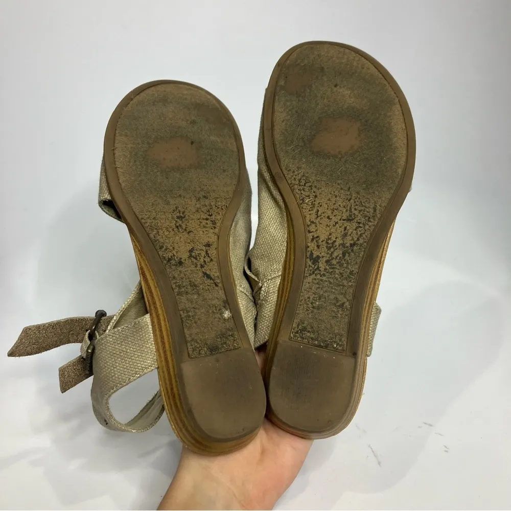 Blowfish Malibu balla peep toe‎ sandals canvas women’s size 8.5 casual neutral - Image 5