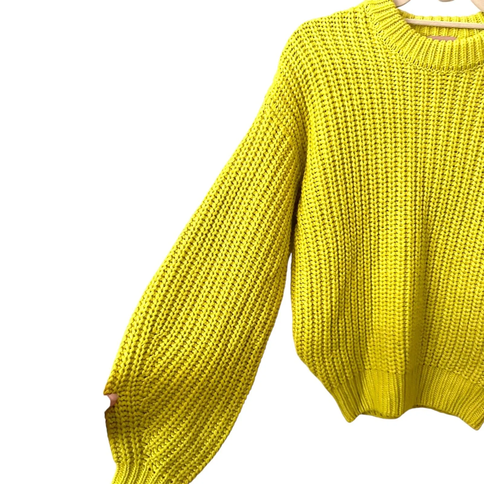 SHOW ME YOUR‎ MUMU Bailey Chunky Sweater Lime Sz Small - Image 3
