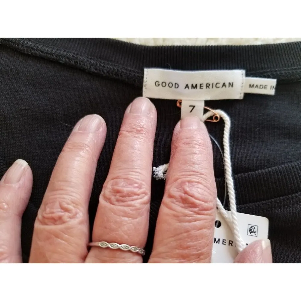 Good American Short Sleeve Ruched Sides Black Tee Shirt Size 7/4XL - Image 7