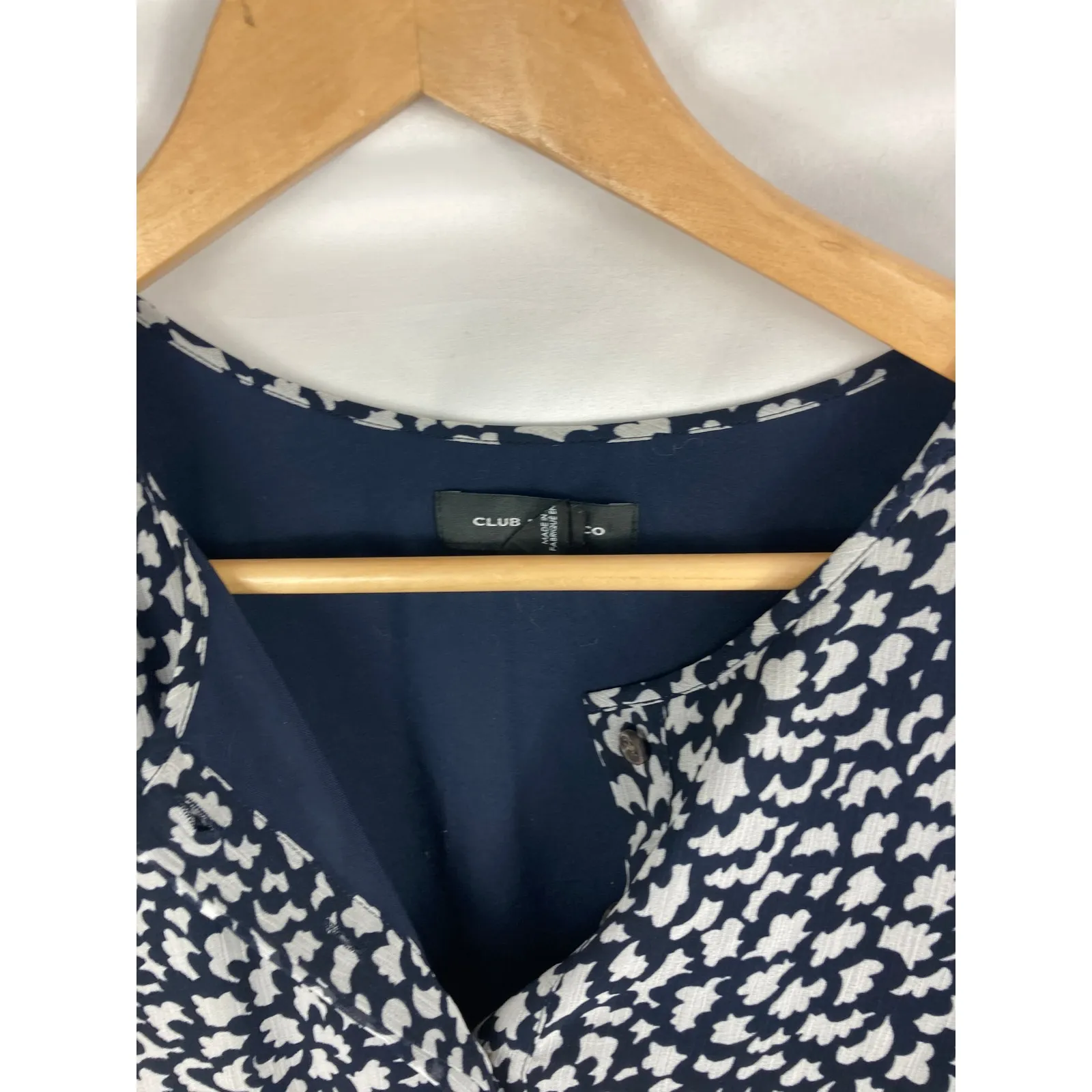 Club Monaco V Neck Long Sleeve Blue White Dress Size 8 - Image 2