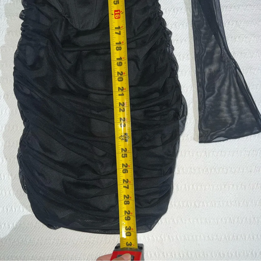 Oh Polly Nirvana Long Sleeved Ruched Mini Dress Black Womens Size 2 Club Party - Image 12