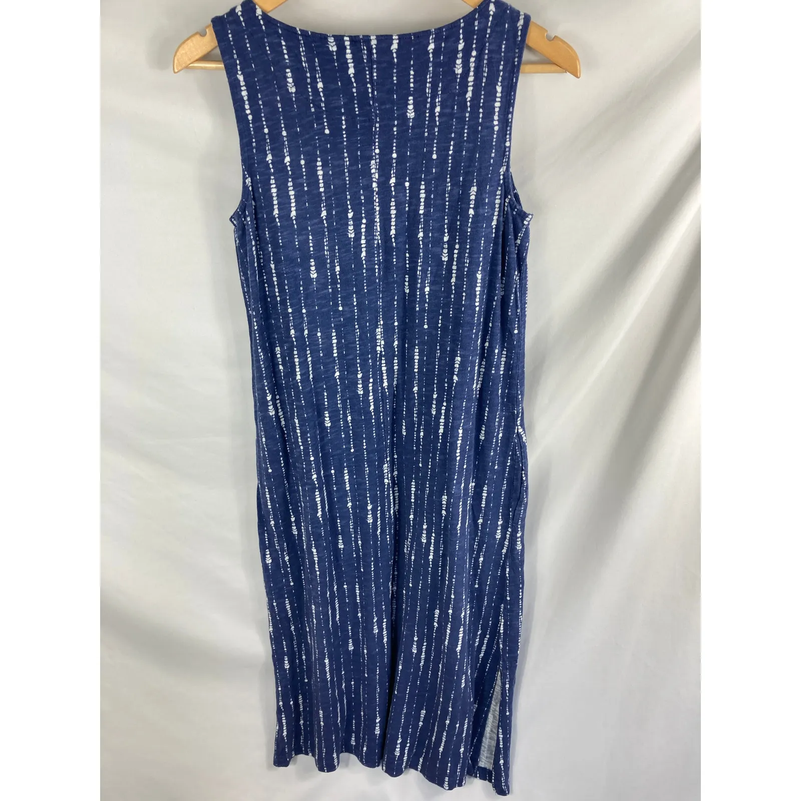 Denim & Co Naturals Linen Blend Midi Dress in Indigo White Pattern Size XSP Blue - Image 5