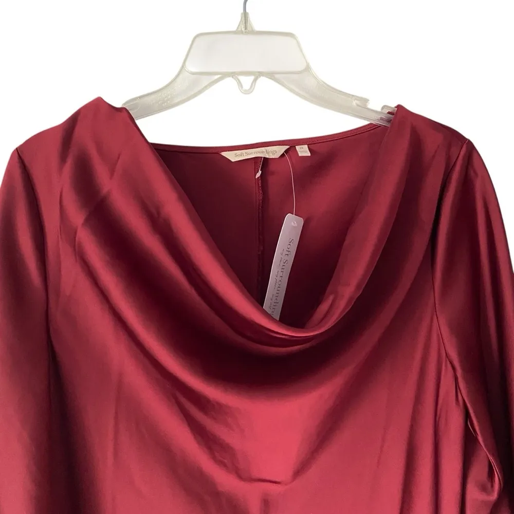 Soft Surroundings NWTs Solange Satin Dress Cabernet Wine Burgundy size 12 - Image 7