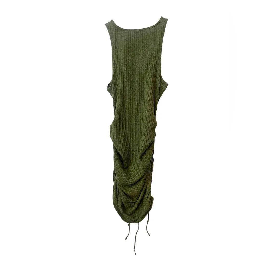 Lovers + Friends‎ Juliet Marled Olive Green Ruched Mini Dress Size Medium - Image 3