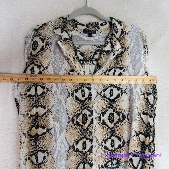 Topshop snake skin animal print women's long sleeve top,‎ size 6 - Image 5