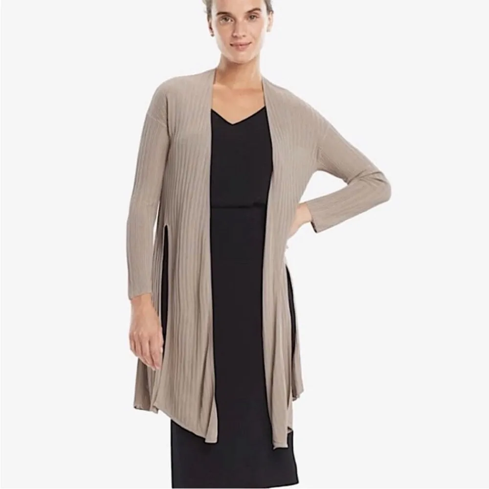 MM Lafleur Graham Sheer Ribbed Cardigan In Birch Size Medium - Image 3
