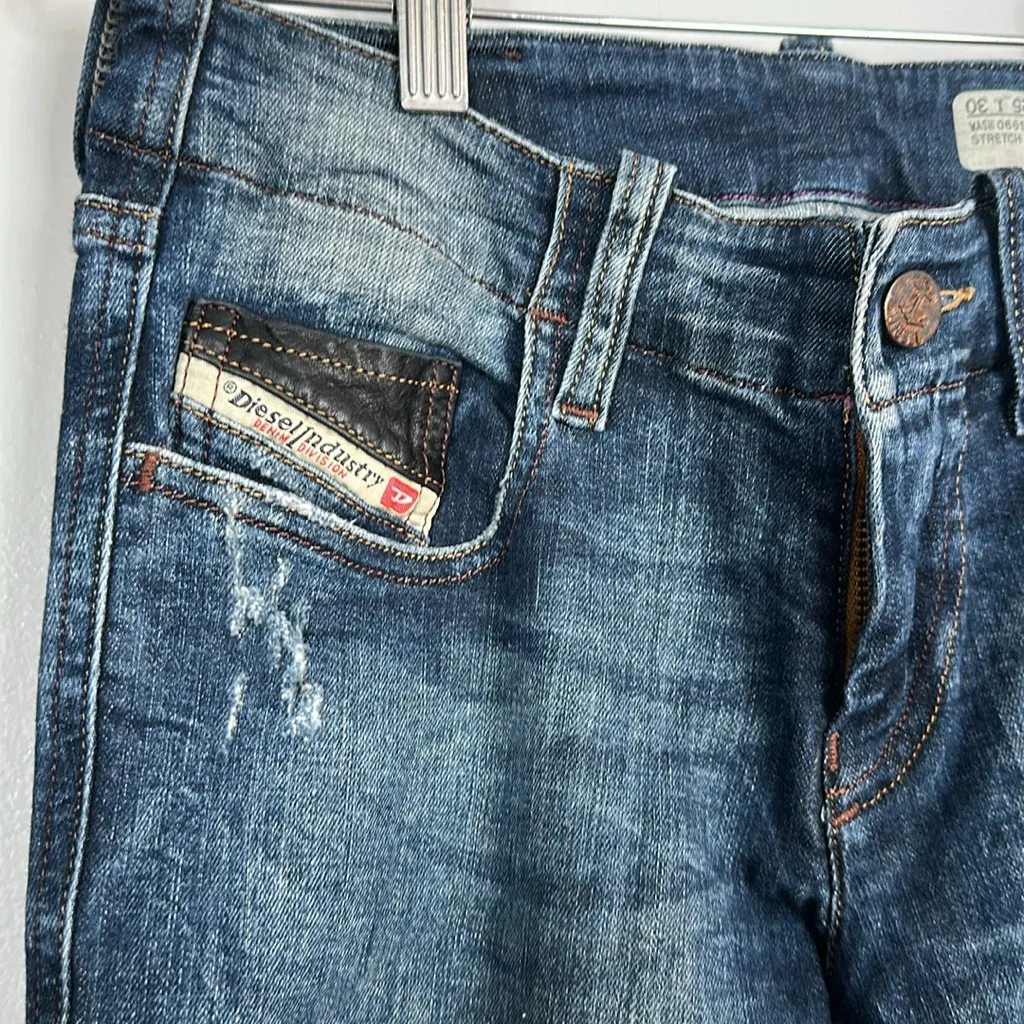 MOVING SALE Diesel Blue Super Slim Skinny Jeans with Vintage Distressing - Image 4