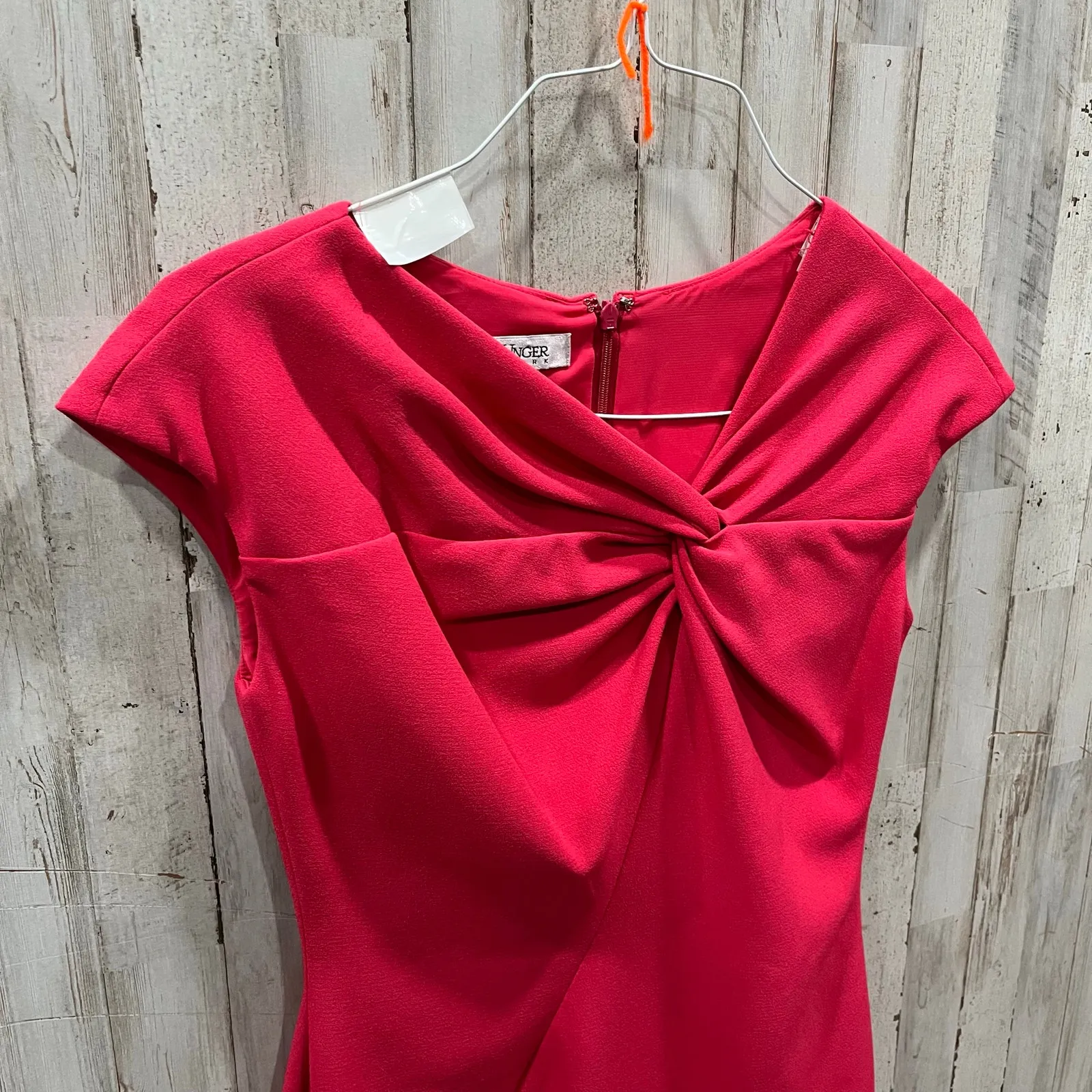 Kay Unger Pink Ruched Retro 60s Sheath Dress Knee Length Sexy Business 4 - Image 2