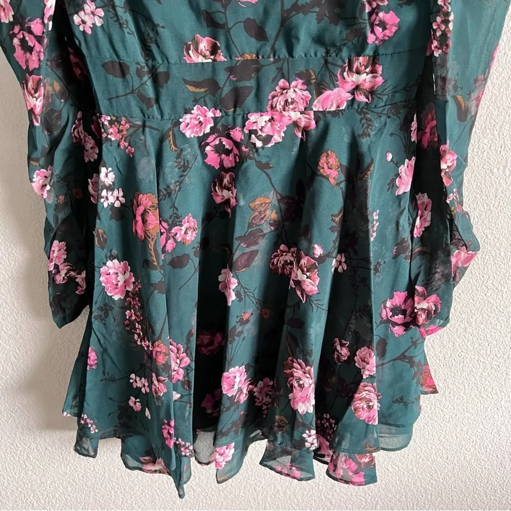 Lini Green Isabelle Puff Sleeve Floral Dress Size XS - Image 10