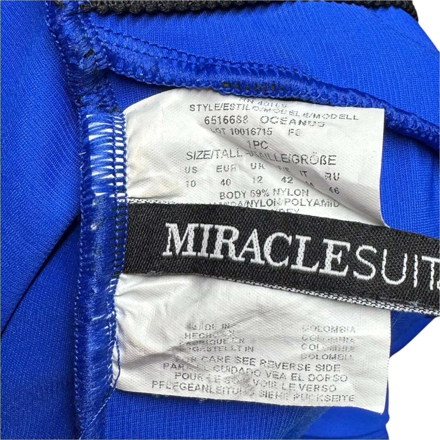 Miraclesuit Oceanus One Piece Swimsuit Faux Wrap Blue 10 - Image 6