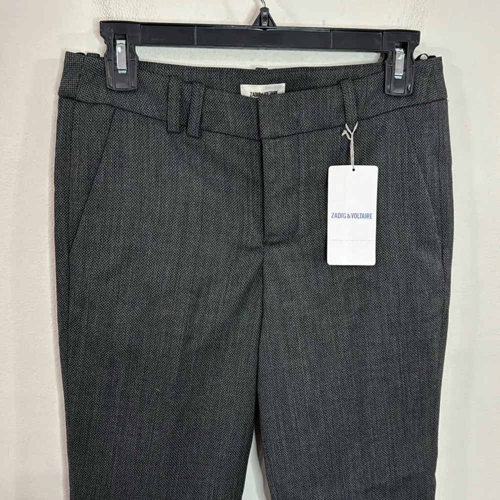 Zadig & Voltaire Posh Frances textured wool blend cropped pants fringe hem sz 36 - Image 5