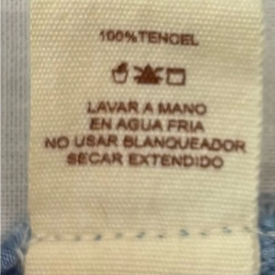 Hem & Thread S Chambray Raw Hem Pocketed Peasant Dress - Image 6