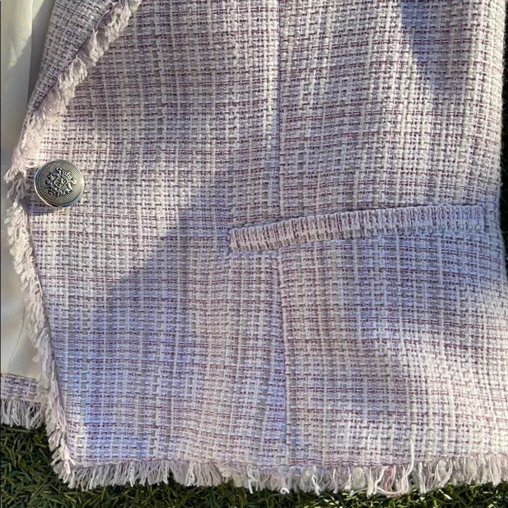 White House | Black Market Adorable and fancy tweed purple/white/grey jacket - Image 7