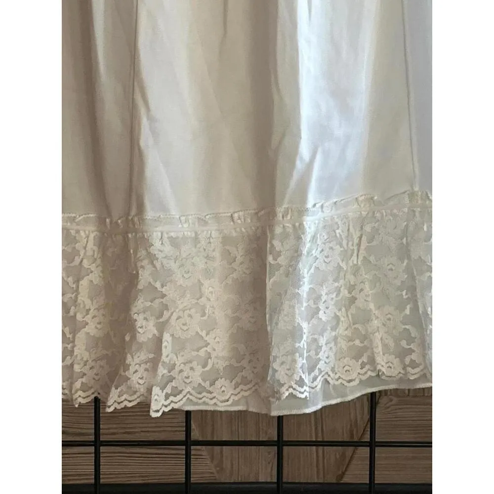 Vintage Nightgown Slip Dress Sz 32 White Lace Trim 1960s Cottagecore - Image 3