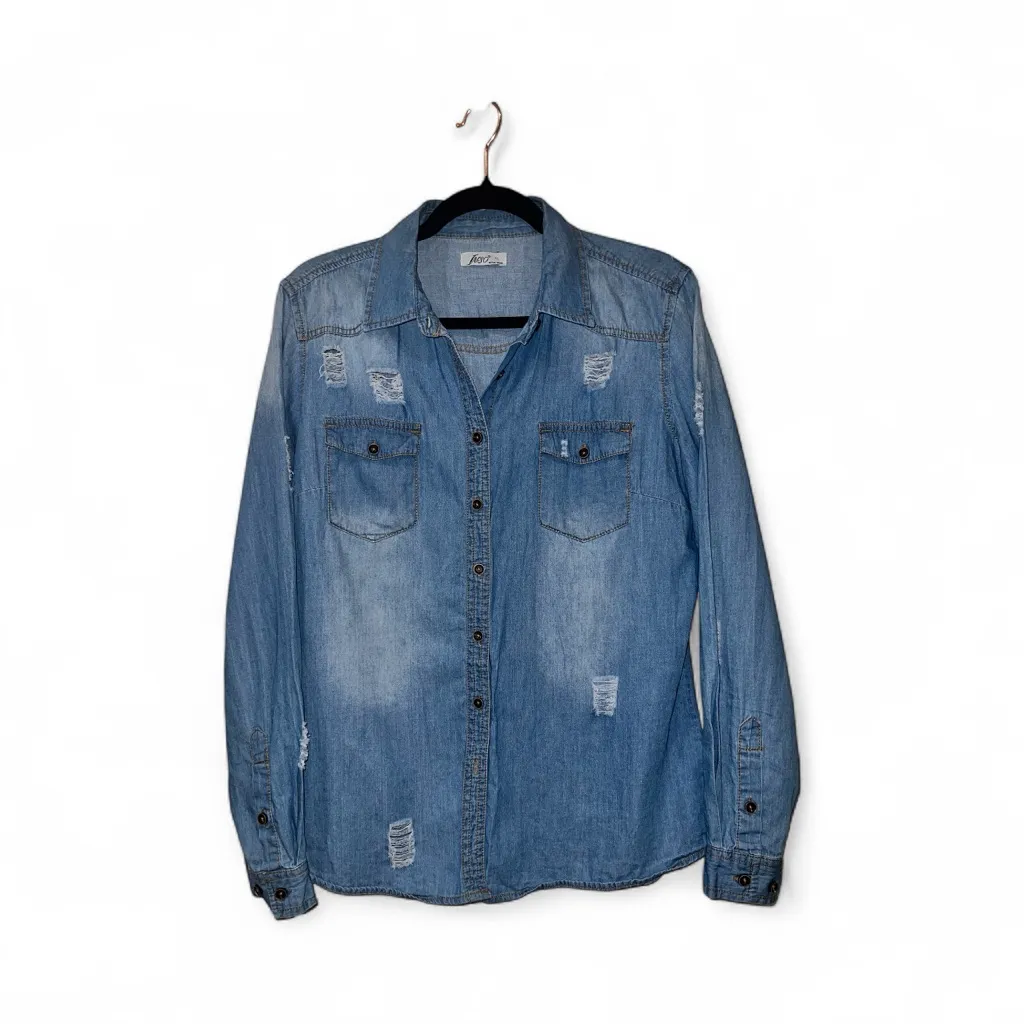 INSO Distressed Denim Button - Image 2