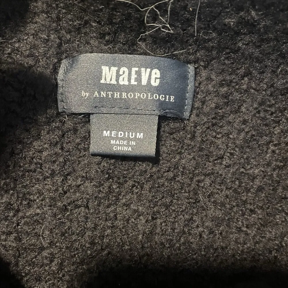 Anthropologie Maeve Sweater Womens Sz Medium Black Knit Mock Neck Oversized Crop - Image 2