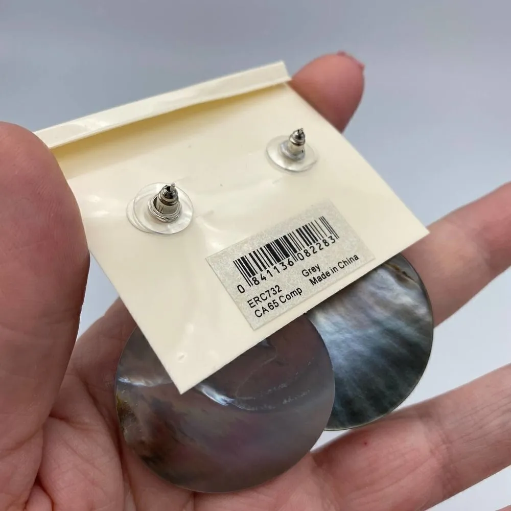 Amrita Singh  Abalone Shell Large Disc Earrings - Image 6