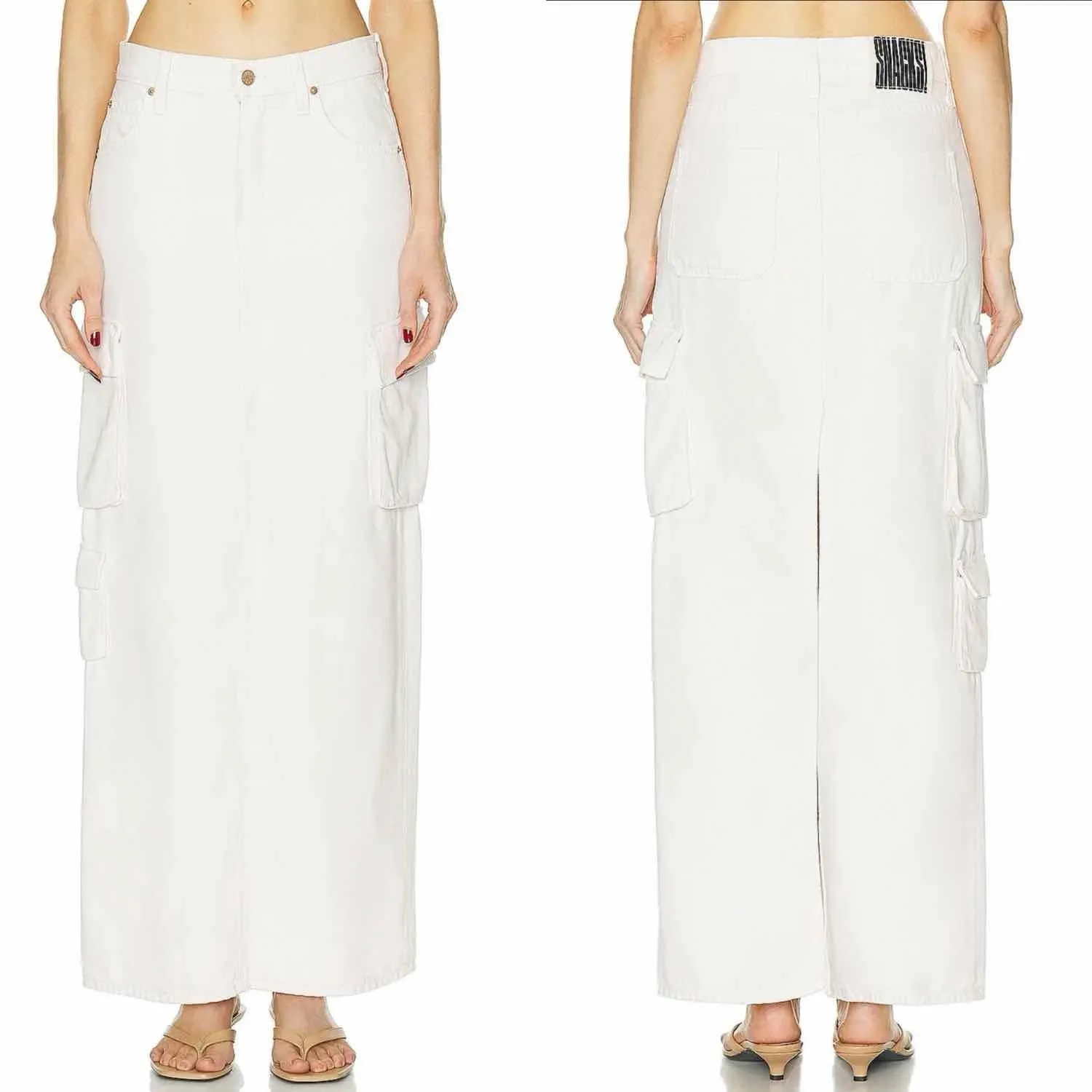 MOTHER SNACKS! The Fun Dip Cargo Maxi Skirt Natural Size 25 - Image 10