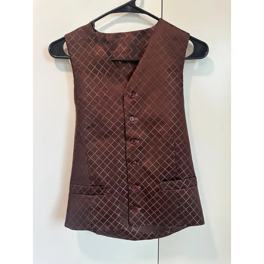 Vintage Waist Coat Vest Modern Size Womens M/L Sateen Window pane Print Menswear - Image 2
