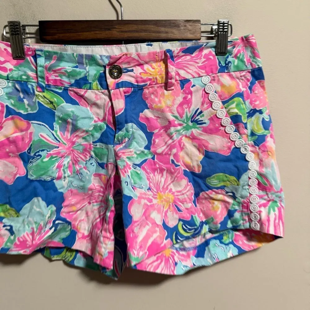 Lilly Pulitzer Callahan Shorts 5" Beckon Blue Jungle Utopia Floral Print- Size 4 - Image 3
