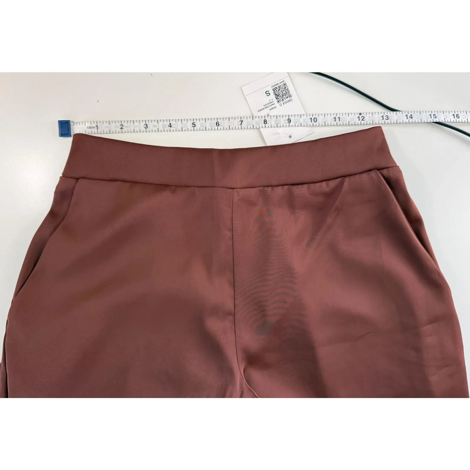 Forever 21 Women Chocolate Brown Wide Leg Pants Slit Detail Size S - Image 6