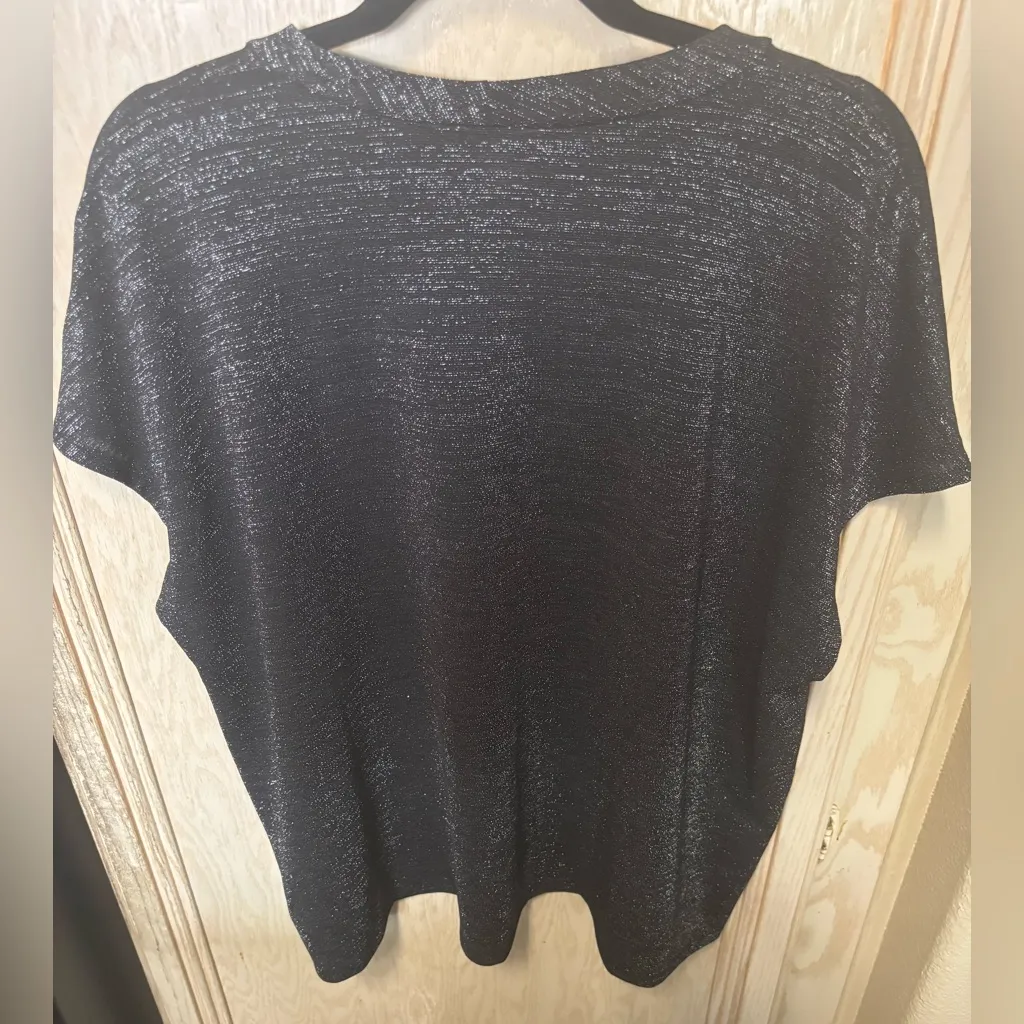 H&M‎ Black & Silver Shimmer Short Sleeve Top - Image 2