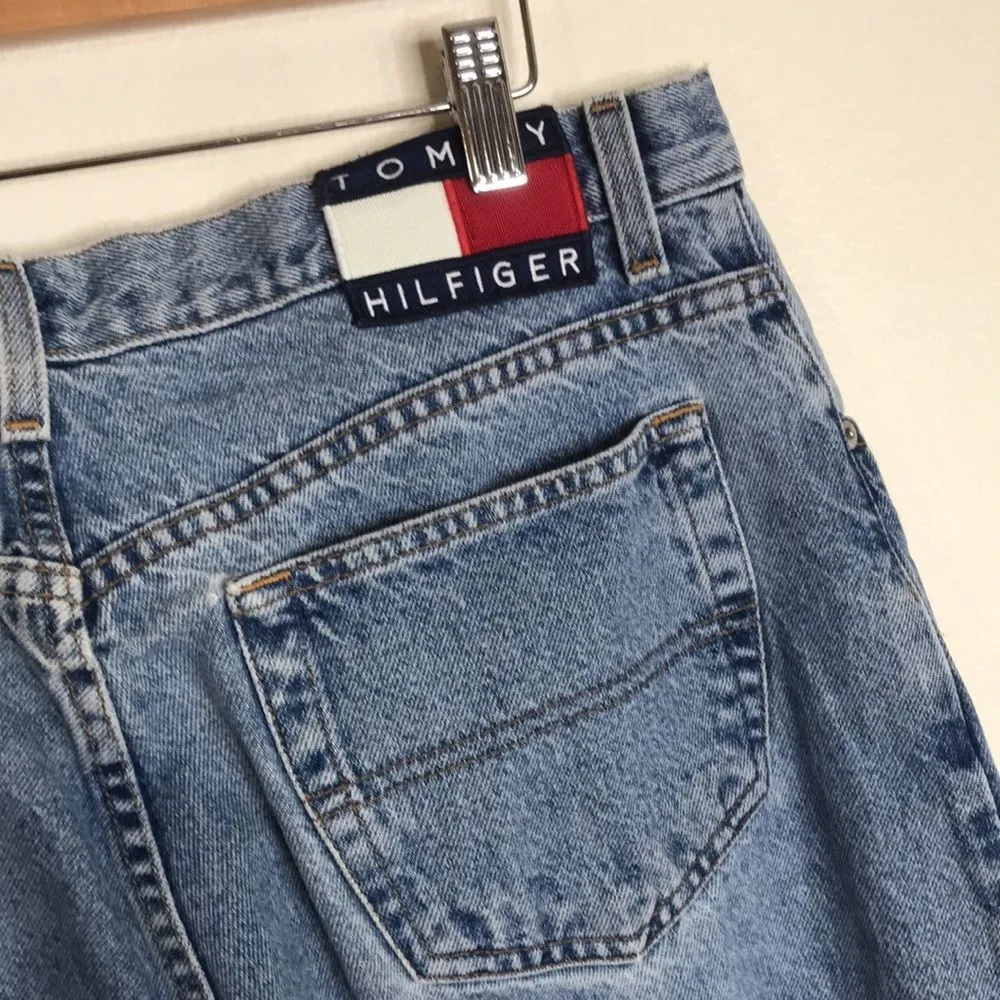 Vtg Tommy Hilfiger 90s big logo light denim retro jeans size 16 33' - Image 9