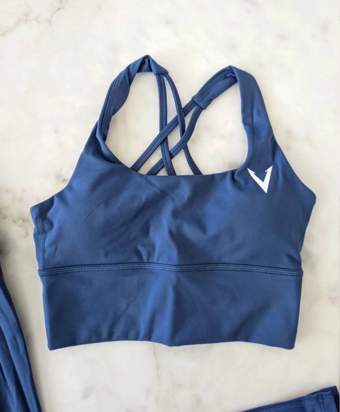 Yoga Basic Training Light Medium Performance Bra and Legging Set Blue - Image 7