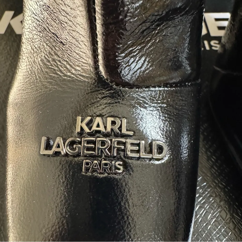 Karl Lagerfeld Paris Vica Black Patent Leather Dress Booties - Image 9