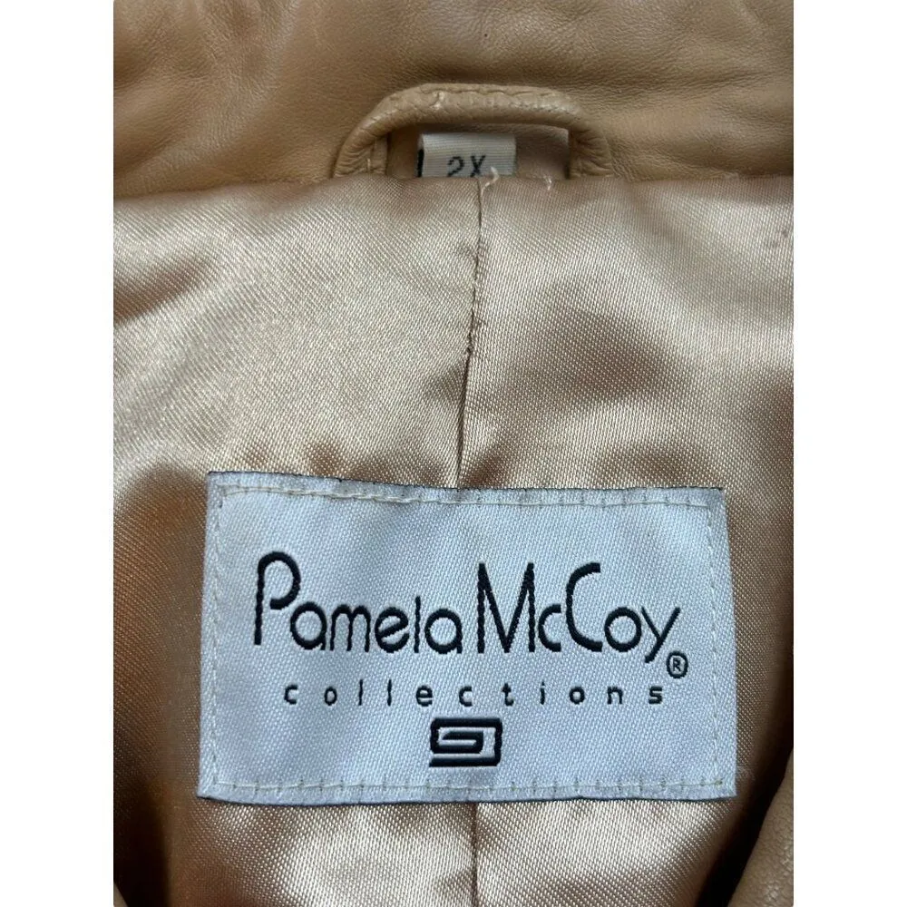 Women's Pamela McCoy Tan Leather Jacket Size 2XL - Image 7