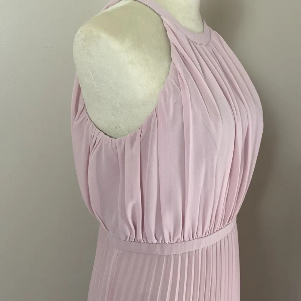 Chi Chi London High Neck Pleated Maxi Evening Dress in Blush Pink Size 8 - Image 10