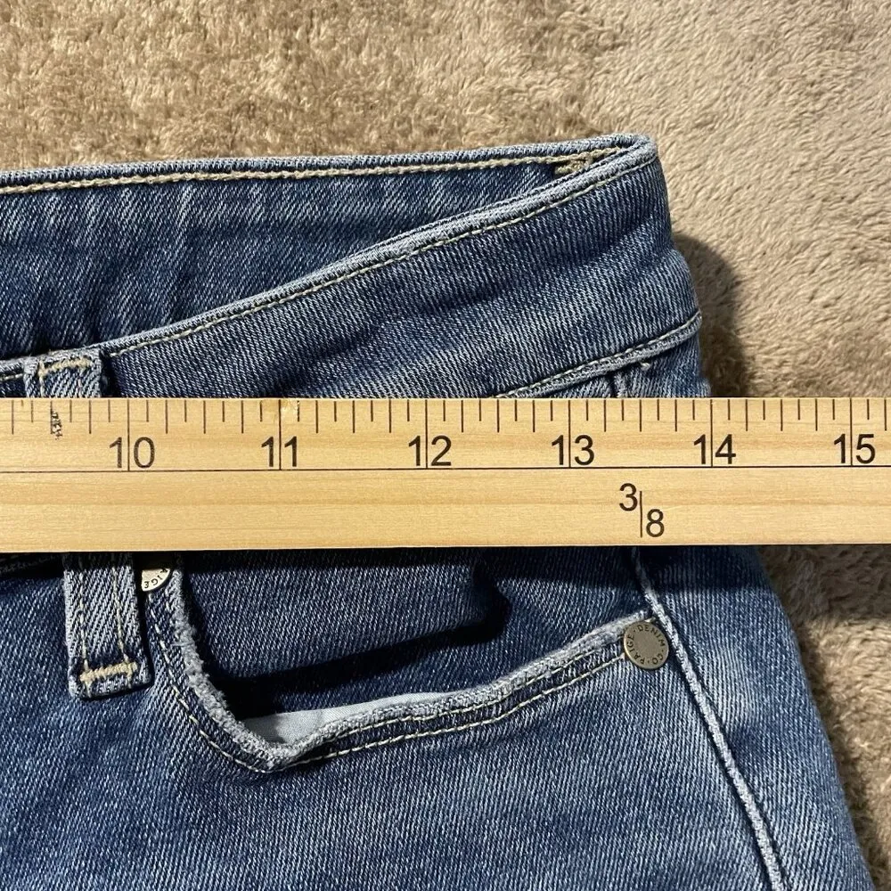 Paige Jeans Womens 25 Brigitte Straight Leg Raw Hem Mid Rise Pants Blue Med Wash - Image 7