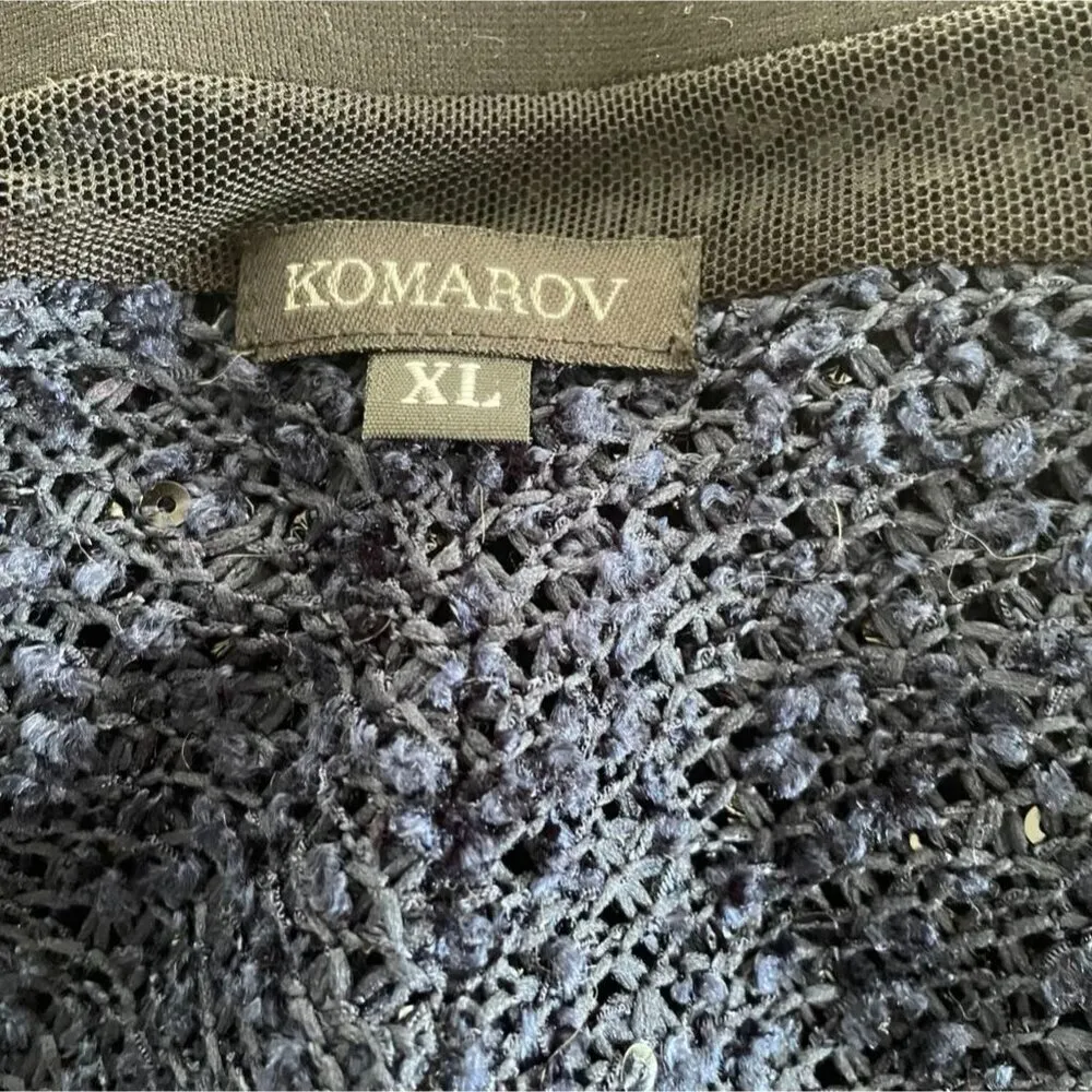 Komarov Size XL Top Jacket Cardigan Navy Black Open Front - Image 6