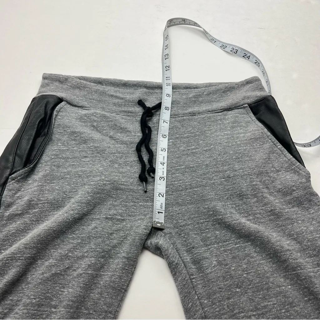 Monrow Grey Gray Jogger Pant With Black Faux Leather Sides Womens Size Medium - Image 7