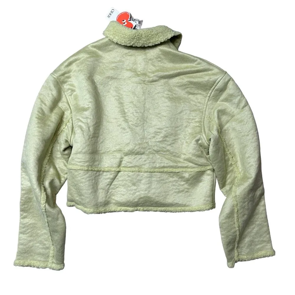 Cider Light Green Fleece Sherpa Winter Coat Short NWT Medium - Image 4